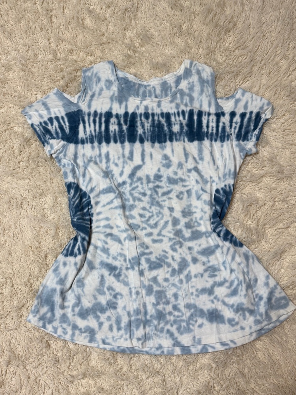 Style&Co women’s large blue Tie-Dye Cold Shoulder Top